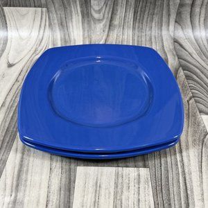 Matceramica Portugal 10 3/8” Square Dinner Plate, Blue set of 2